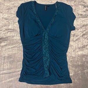 HeartSoul Teal Lace-Trimmed Top